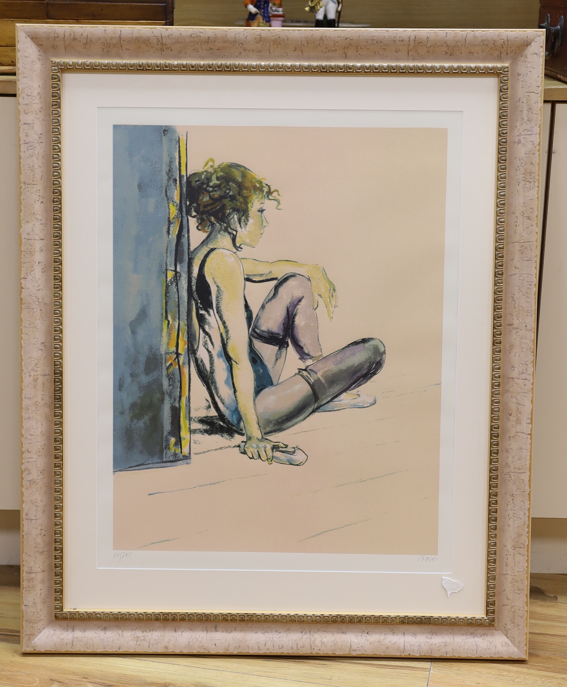 Donald Hamilton Fraser (Scottish 1929-2009), colour screenprint, Study of a ballerina, signed in pencil, limited edition 22/295, 67 x 52cm